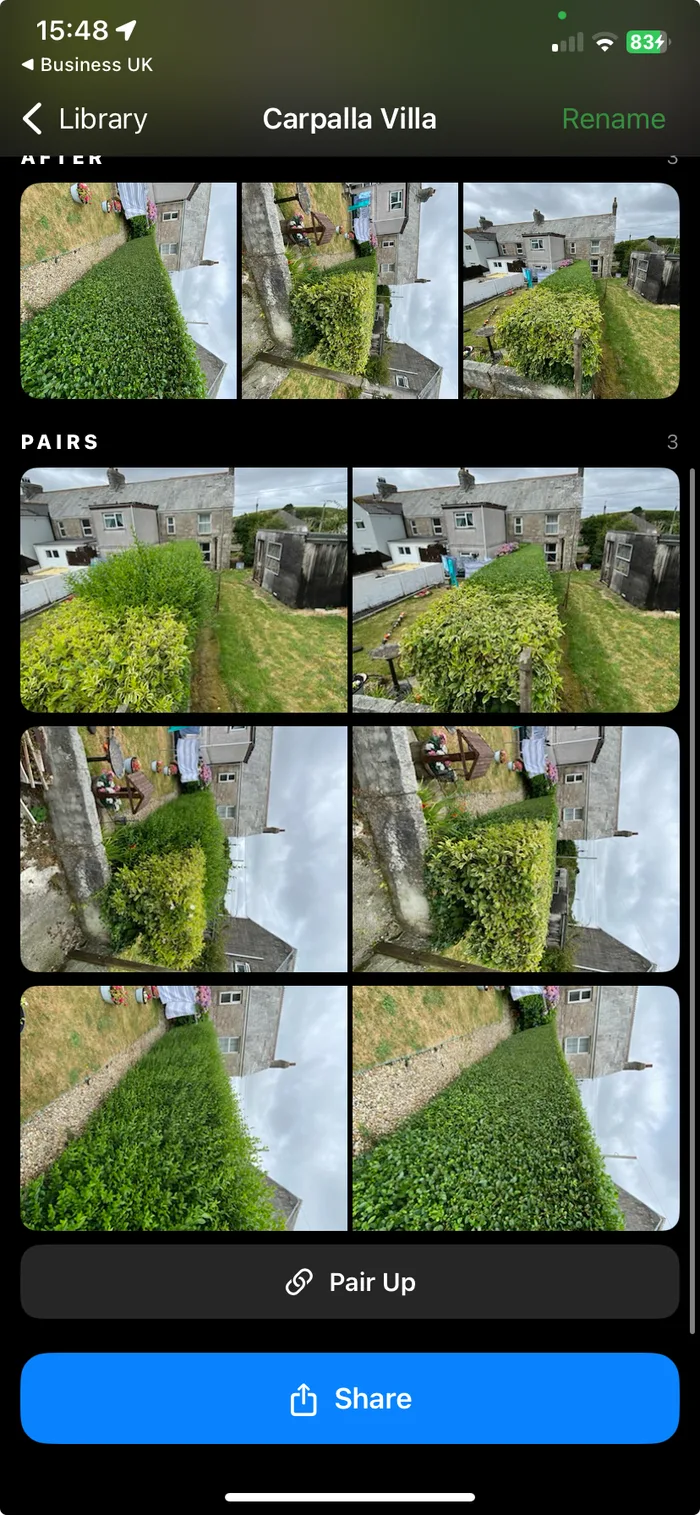 KerbCam job wall showing after photos and paired comparisons